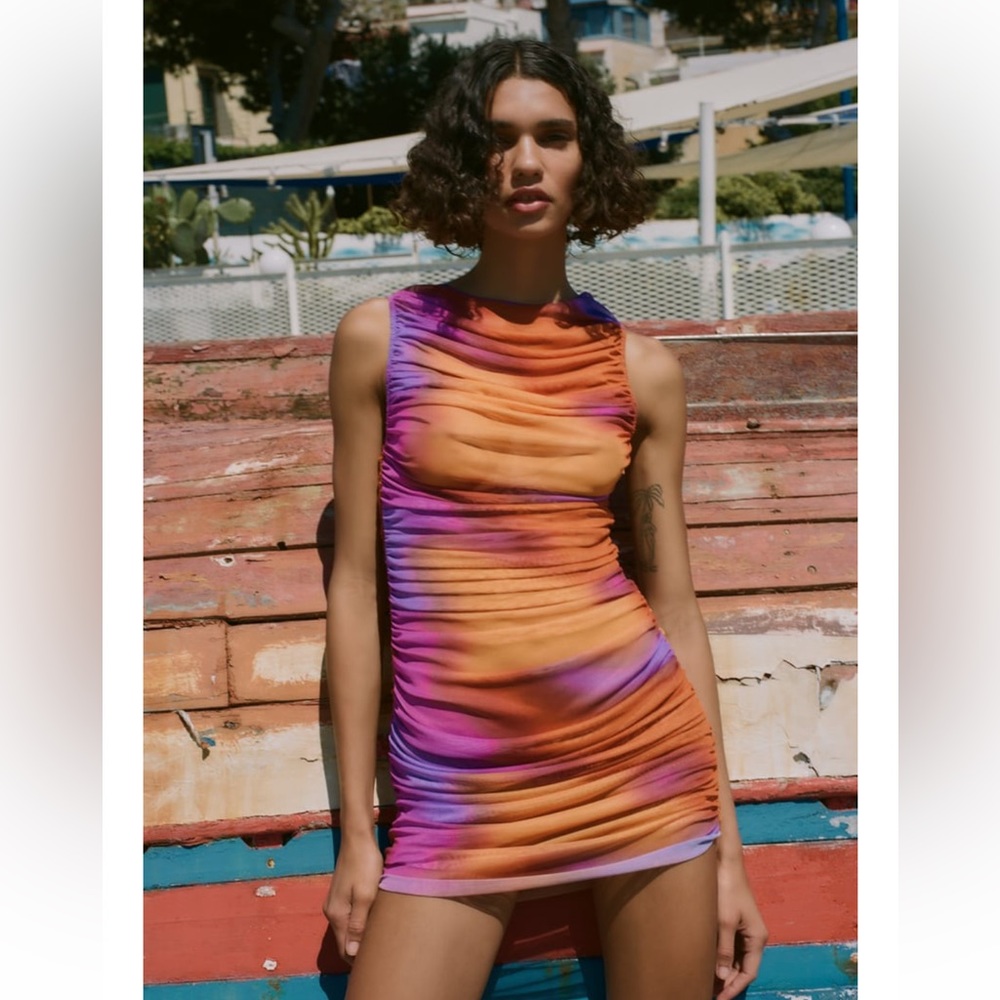 Zara DRAPED TULLE DRESS in S/M